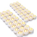 Homemory 48Pack 2” Flameless Led Floating Candles, 200 Hour Plastic Battery Operated Flickering Waterproof Tealights for Cylinder Vases, Centerpieces at Wedding, Party, Pool, Holiday (White Base)
