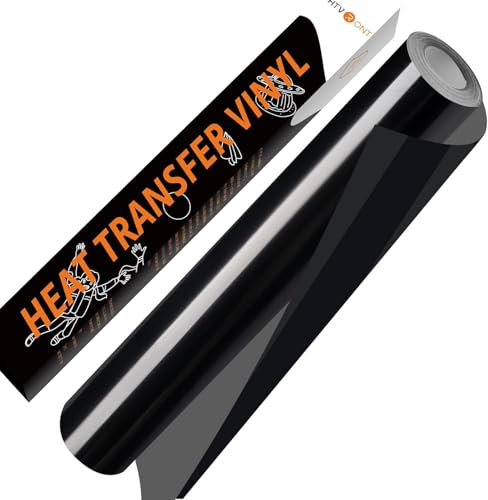HTVRONT Black HTV Vinyl Roll - 12 x 10ft (30.5x305CM) Black Iron on Vinyl