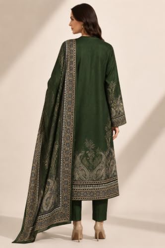 Image of WOOL'S KART|Women's Floral Printed Straight Kurta with Trousers & Dupatta Set | 3-Piece Ethnic Suit Set 103