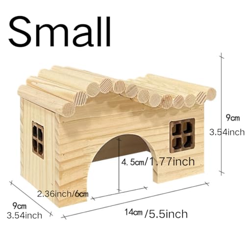 Cabana de madeira de porquinho-da-índia com janela, casa de madeira de animais pequenos para rato, c