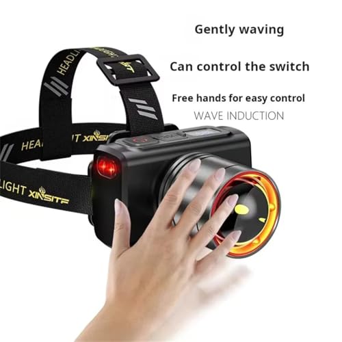 Image of LED Headlamp with Motion Sensor, Rechargeable Battery, Multi Modes, Adjustable Fit, Water-Resistant for Camping, Hiking, Night Work