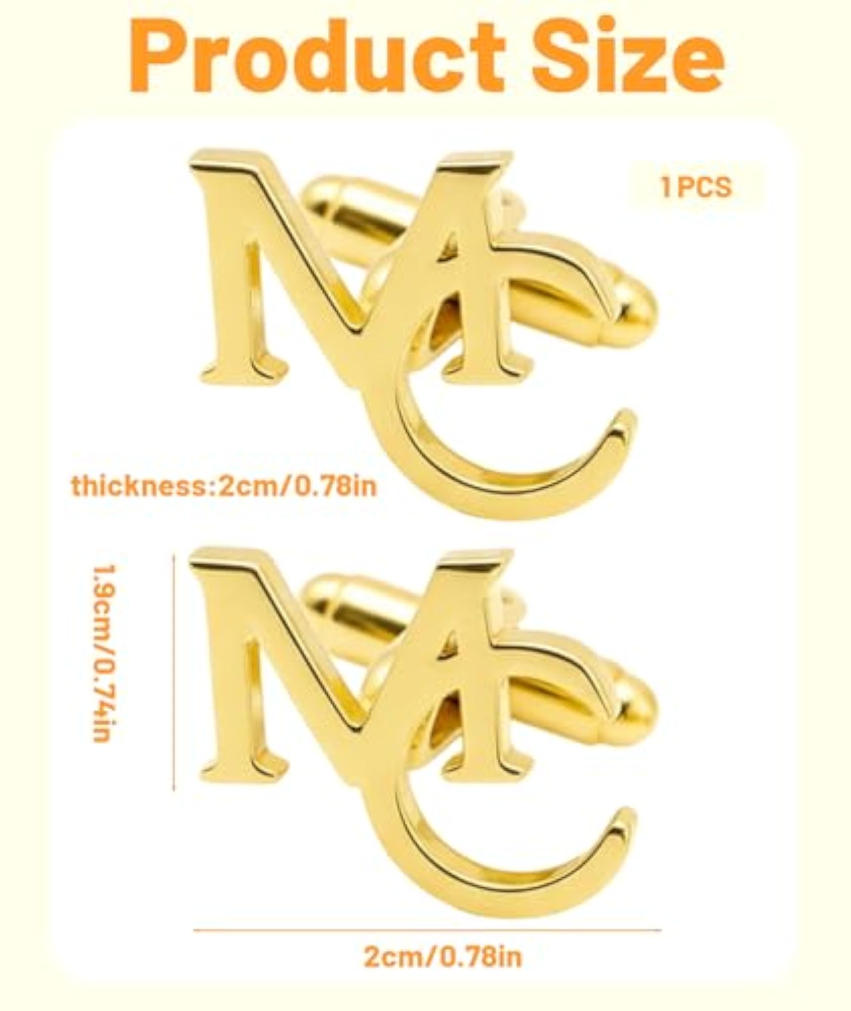 Men's Elegant Gold Cufflinks, Formal Pair