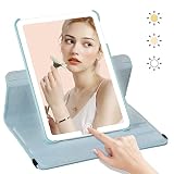 Travel Makeup Vanity Mirror with 72 LEDs ||Drop Protection|| 360° Rotation Lighted Folding Cosmetic