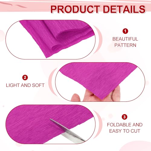 Image of MECCANIXITY Crepe Paper Roll 8.2ft Long 13 Inch Wide for Wedding Ceremony Various Large Festivals Decoration, Rose Red