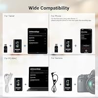NEEWER CM28 Drahtloses Lavalier Mikrofon, intelligentes Lav Mic mit Geräuschunterdrückung, 48 kHz/16 Bit, 200m Reichweite, 4GB, für iPhone Android Kamera, 1 Empfänger + 2 Sender + Ladecase – Ansicht 7