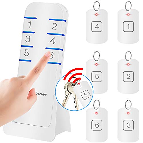 Buscador de llaves, Buscador de llaves Yarrashop inalámbrico con 6 Receptores RF Localizador del elemento soporte de control remoto, rastreador de billetera Blanco