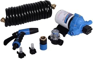 RANSOTO 70 PSI Washdown Pump Kit 12V 3.0 GPM Self-Priming Diaphragm Fresh & Salt Water Pressure Pump with Spray Nozzle For Car Boat Caravan RV UTV Marine Yacht Camper Travel Trailer Sprayer