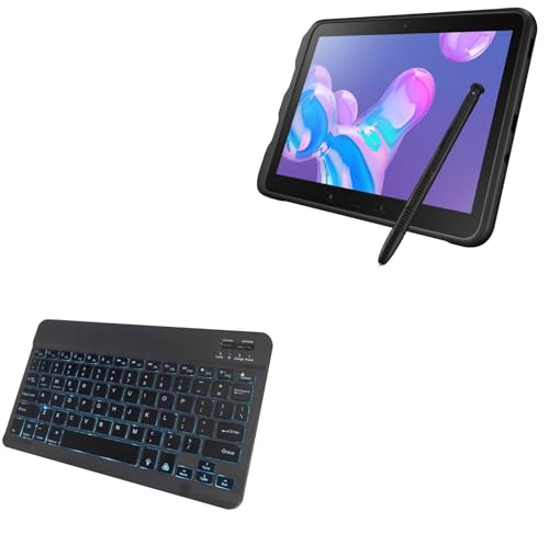 BoxWave Keyboard Compatible with Samsung Galaxy Tab Active Pro - SlimKeys Bluetooth Keyboard - with Backlight, Portable Slim LED 7 Colors - Jet Black