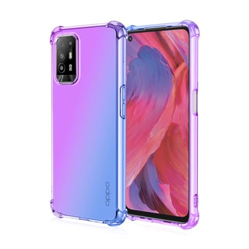 DABUNA Funda para OPPO F19 Pro+ Plus 5G y Reno 5Z y A95 5G y A94 5G Case Uso Rudo,Transparente Colores Degradados Protectora de Cámara Anticaída Carcasa Bumper(Púrpura Azul)
