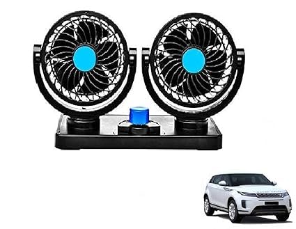 Malik Auto 12V 360 Degree Rotatable Dual Head 2 Speed Quiet Strong Dashboard Auto Cooling Air Fan/Car Fan all moders and universal Evoque (Black)-image-31