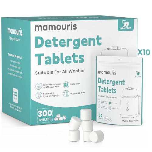 Image of Mamouris 300PCS Official Detergent Cleaning Tablets: for Baby Brezza Grownsy Papablic Momfann Bottle Washer - Baby Bottle Washer Tablets for All Brands Bottles Washers Machines
