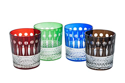 The Wine Savant Crystal Italian Multicolor Design Cups -Set