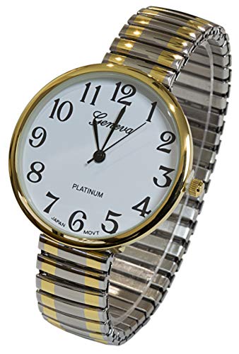 2Tone Large Face Geneva Stretch Band Women's Watch