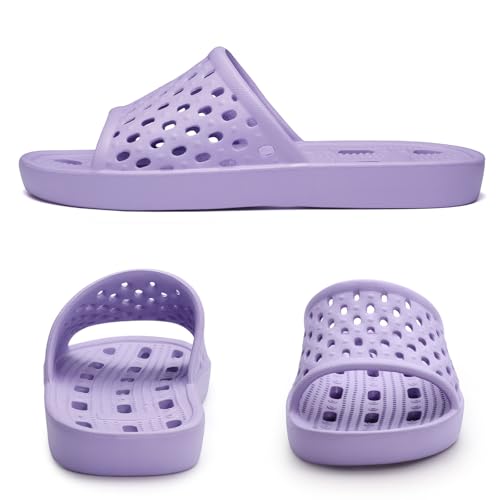 Image of Litfun Shower Shoes for Women Non-Slip Quick Dry Shower Slippers Lightweight Pool Sandals with Drain Holes for College Dorm, Beach, Bathroom & Gym