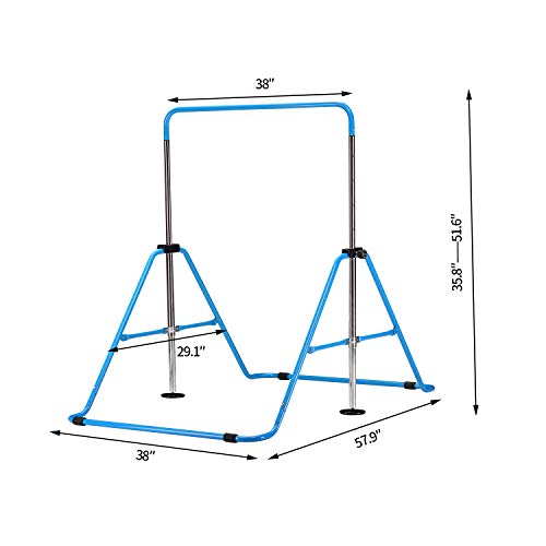 HYD-Parts Gymnastics Kip Bar Kids, Junior Training Bar,Height Adjustable Horizontal Bars, Folding Gymnastics Bars Monkey Bars for Kids (Blue)