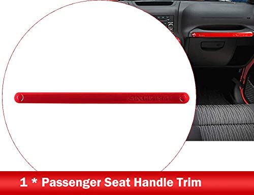 Opall Full Set Interior Decoration Kit - Steering Wheel & Center Console Air Outlet Trim, Door Handle Cover Inner, Passenger Seat Handle Trim for Jeep Wrangler JK JKU (18 X Red) by Opall - Image 5