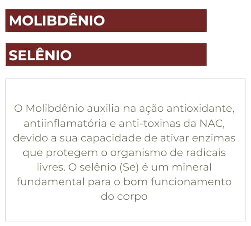 NAC 600mg com Molibdénio e Selénio, Longa Duração: 4 Meses de Uso, 120 cápsulas, Fortalvit