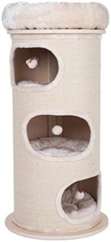 ZKMAGIC Sturdy Cat Scratching Barrel - Three Dens, Removable & Washable Cushions, Comfy Snuggle Bed, Solid Wood Base
