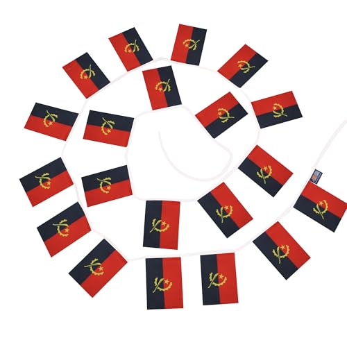 Image of AZ FLAG Angola 6 meters BUNTING Flag 20 flags 9'' x 6'' - Angolan STRING flags 15 x 21 cm