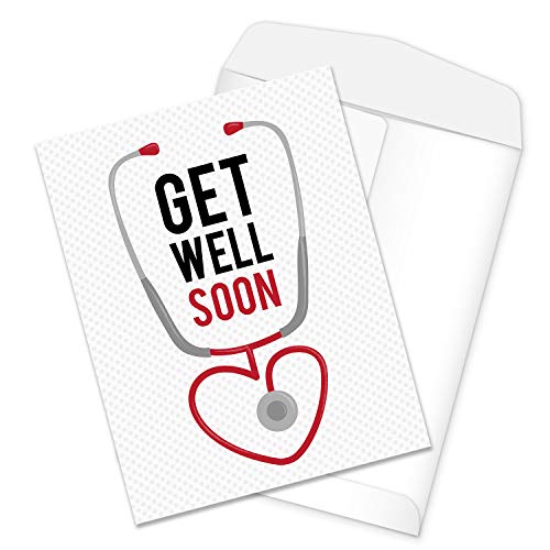 Canopy Street Huge Illustrated Get Well Card / 8.5" X 11" Large Greeting Card/Modern Extra Large Stethoscope Card #TOP25