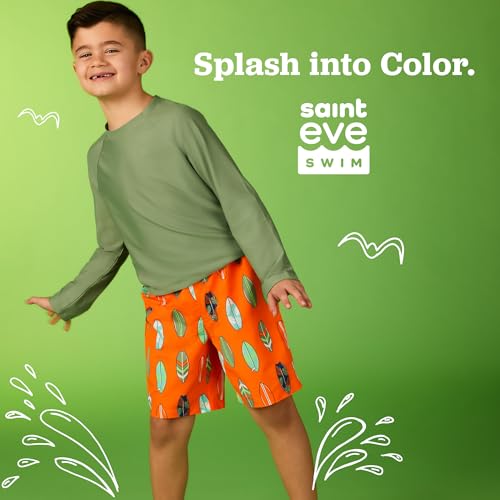 Image of Saint Eve Kids 2 Piece Swim Suit Short & Trunks Set with UPF 50+ Protection - Rash Guard Swimsuit Top & Shorts Sets for Boys