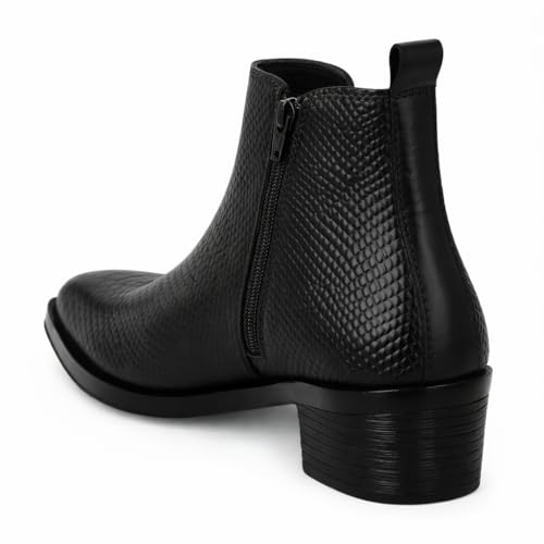 Image of Men's Chelsea Boots with Zipper closure | Croc Textured Leather | Cuban Heel | Italian Design | TPR Sole | Cushioned Insole