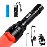 YZYOE Rechargeable Red Light Tactical Flashlight，500 Yards Red LED Light kit, Universal Picatinny Rail Mount with Pressure Switch for Long Distance Night Observation.