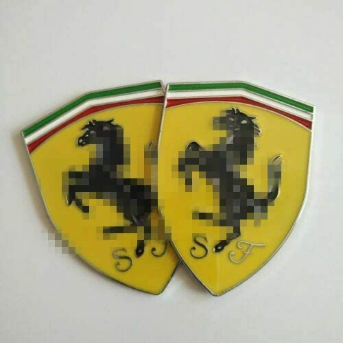 ferrari emblem sticker - OllyMurs 2ps Metal Logo Emblem Side Badge Sticker Decal Fender Hood Trunk Black