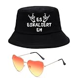 RAOPNHS ES ESCALIERT EH Sombrero de pescador para hombre y mujer + corazón Juego de gafas de sol divertido sombrero de pesca para Mallorca fiesta atuendo accesorios Carnaval Accesorios Festival traje