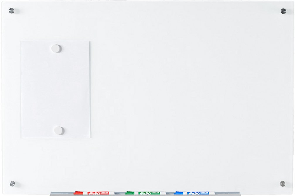 Audio-Visual Direct Magnetic Ultra White Glass Dry-Erase Board Set - 3' x 2' - Includes Magnets, Hardware & Marker Tray