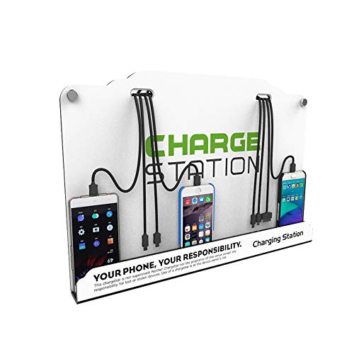 VIPATEY Wall Mounted Cell Phone Charging Station High Speed Cables with 8 Ports Applicable Airport...
