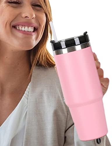 Cyhamse Car Coffee Mug,30oz Stainless Steel Bottle Vacuum Insulated Tumbler with Straw and Handle | Portable Travel Insulated Tumbler for Hot and Cold Drinks