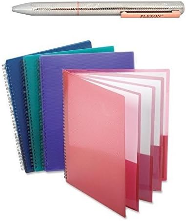 Esselte Oxford Poly 8-Pocket Folder - Letter Size - 9.1 x 10.6 x 0.4 (Colors may Vary)(3-PACK) [Folder + Pen Bundle]