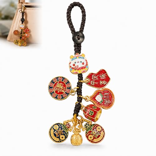 HEAVY DRIVER Fortune God Keychain Alloy Hanging Ornament | Auspicious Prosperity Keyring for Bag, Car Keys & Decorative Hanging Accessory | Gift Keychain Ornament