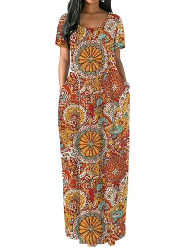 Image of Nimsruc Women Summer Long Dress Casual Sexy Short Sleeve Loose Maxi Dresses for Women 2025