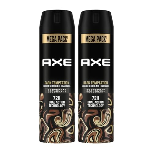 Axe Dark Temptation Men’s Deodorant, Long Lasting Deodorant Spray For Men With An Irresistible Scent 215ml, Pack of 2