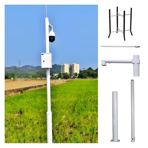 Poteau pour caméra de sécurité 3-6m avec cage de fixation au sol pour support PTZ