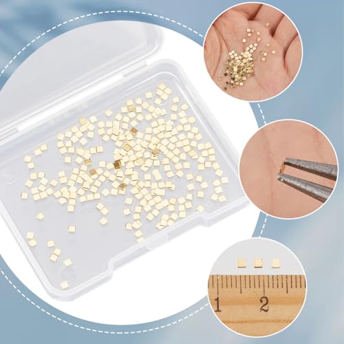 Image of CREATCABIN 400Pcs Real 24K Gold Plated Chip Solder Brass Solder Chips Flux for Jewelry Precut Tiny Ultra Low Temp Easy Welding Solder Square for DIY Jewelry Making Repair Electronic Soldering 2x2mm