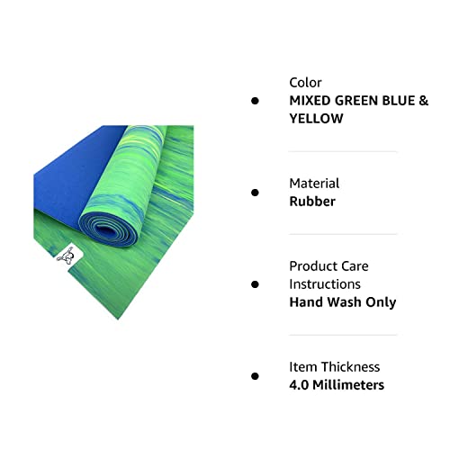 Tiggar Yoga Mat - 100% Eco Friendly, Natural Rubber Material, Excellent For Support And Stability In All Types Of Yoga And Pilates. (Mixed Green Blue & Yellow, 4Mm X 72) #TOP7