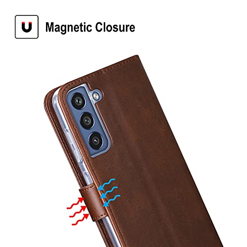 Cresee Case for Samsung Galaxy S21 FE 5G, PU Leather Wallet Flip Cover [3 Card Slots 1 Money Pocket] [Magnetic Closure] [Stand Kickstand] Folio Phone Case for Galaxy S21 FE - Brown - Image 6
