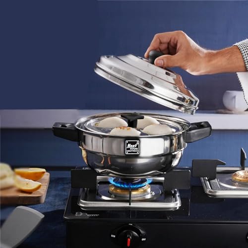 Image of Next Future Idli Steamer, 2 Plate, 8 Idlis, Stainless Steel Idli Maker / Cooker, Induction and Gas Stove Compatible, MK-8I, Silver