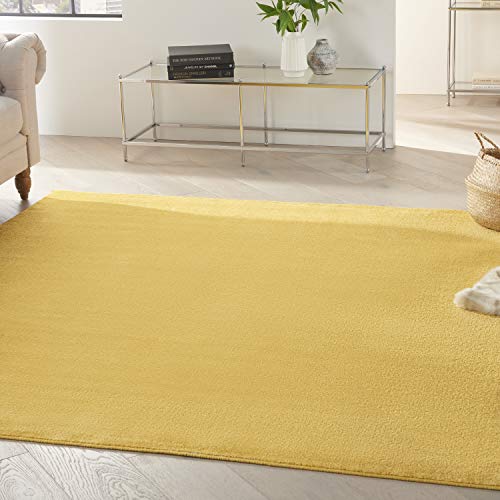 Nourison Home Nourison Essentials Yellow 5' x Square Area Rug - Easy Clean, Non Shedding, Bed Room, Living Room, Dining Room, Kitchen (5' x Square)