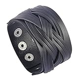Jenia Genuine Leather Cuff Bracelet Punk Braided Bracelets Rock Leather Wristbands Religious Gothic Adjustable Wrap Bracelet for Men, Boy, Kids, Biker, Women Gifts
