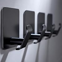 Taozun Klebehaken Extra Stark, Hochwertige Metal Handtuchhaken ohne Bohren Aus Edelstahl, Wasserfest Haken Selbstklebend, 4Er Set Wandhaken Selbstklebend, Bis 6 Kg Tragfähigkeit Badezimmer Schwarz