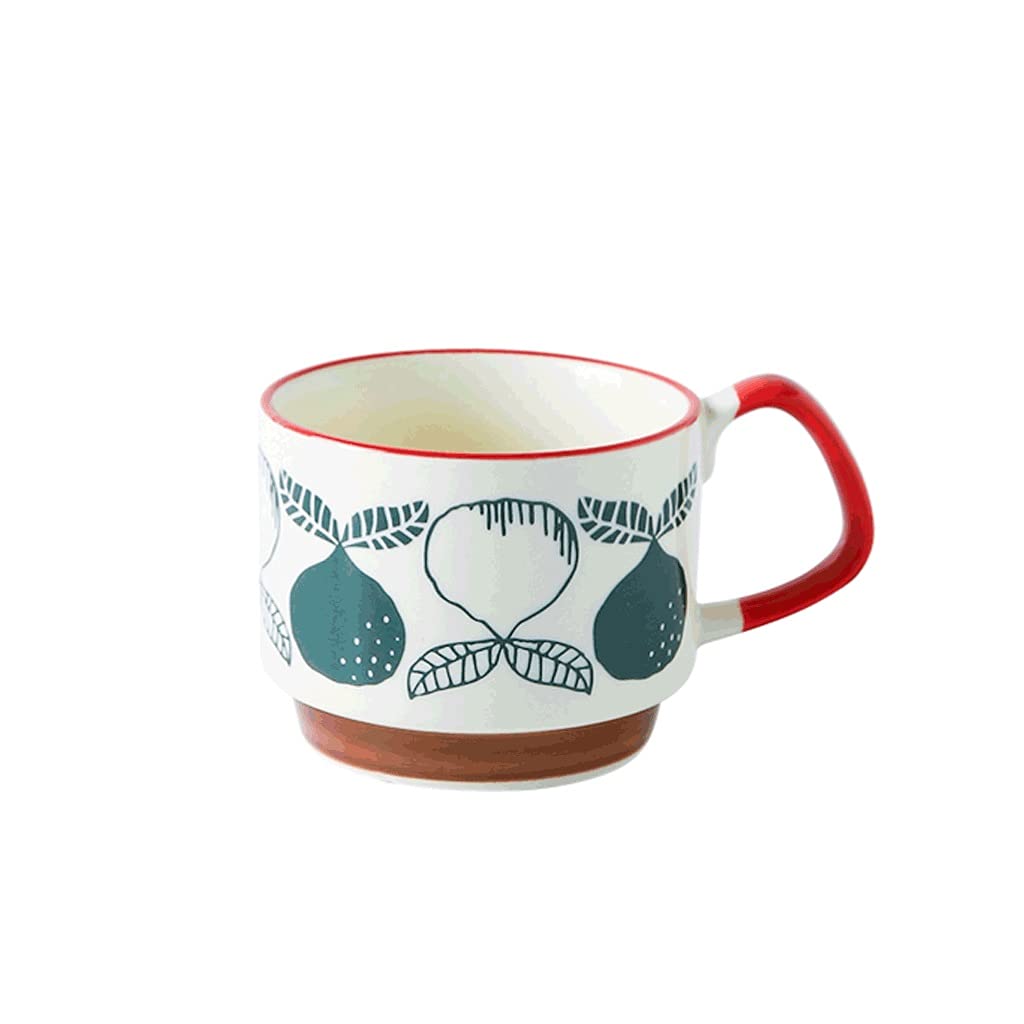 Generic Tazas de Café Tazas de Café de Cerámica Tazas de Café Clásicas Tazas de Café Pintadas a Mano, con Mango, Se Pueden Calentar por Microondas, para Bebidas Frías/Calientes/Blanco/300 Ml