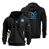 Sudadera con Capucha SS.C Na.poli, Manga Larga Pullover Top, Casual Street Style Ropa Regalo de Cumpleaños(Black,S)