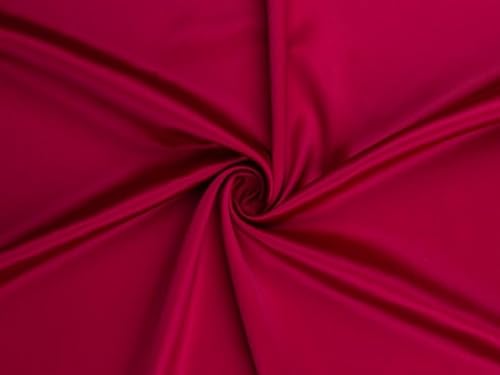 Minerva Red Deadstock Stretch Woven Sateen Fabric for Dressmaking - 145cm Wide - per metre