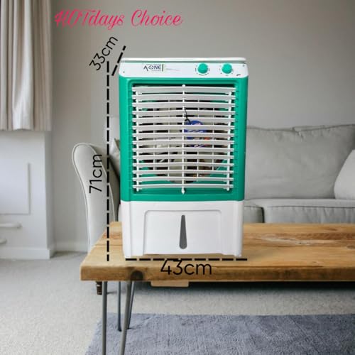 Image of AquaChill Air Cooler | 2-Speed Control | Water Tank | Turquoise & White 120 Watts