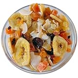 Tropical Dried Fruit Mix 1kg – Includes Dried Apricots, Banana, Pineapple, Papaya, Coconut, Cranberries – Packed Fresh In Resealable Bag - Perfect for Healthy Snacking, Baking, Vegetarian & Vegans