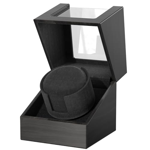 Racokky Automatic Single Watch Winder Box for Rolex and Other Watches, Ultra Quiet Japanese Motor, Self Winding Rotating Wooden Watch Case, Battery or Type-C Powered, Premium Watch Box for Men and Women